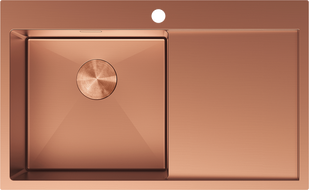 Mexen Exar acél mosogató egyrekeszes csepegtetővel bal oldali, 780 x 480 mm, réz - 6433781010L-65