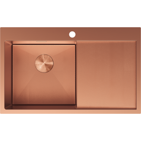 Mexen Exar chiuvetă din oțel cu 1 compartiment și scurgător, stângă 780 x 480 mm, cupru HC - 6433781010L-65HC