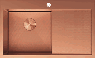 Mexen Exar acél mosogató, 1 medencés, csepegtetővel, balos, 780 x 480 mm, réz - 6433781010L-65HC