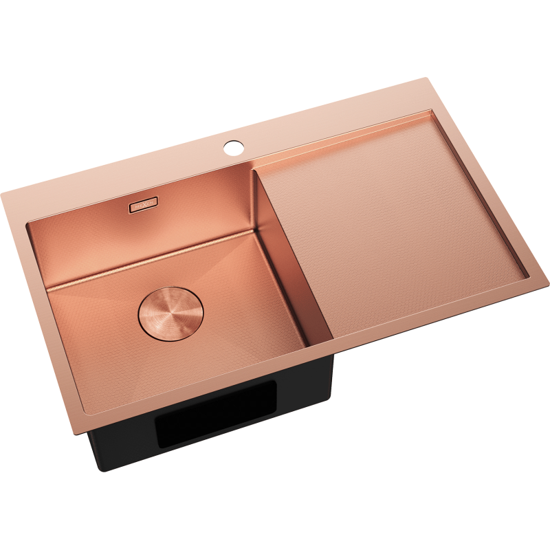 Mexen Exar acél mosogató, 1 medencés, csepegtetővel, balos, 780 x 480 mm, réz - 6433781010L-65HC