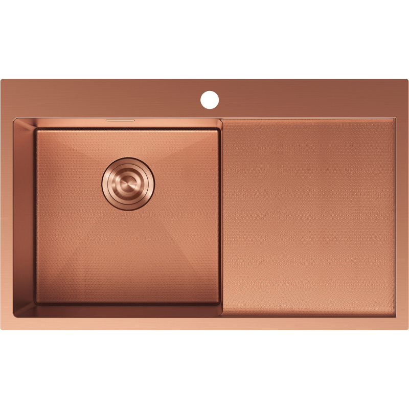 Mexen Exar chiuvetă din oțel cu 1 compartiment și scurgător, stângă 780 x 480 mm, cupru HC - 6433781010L-65HC