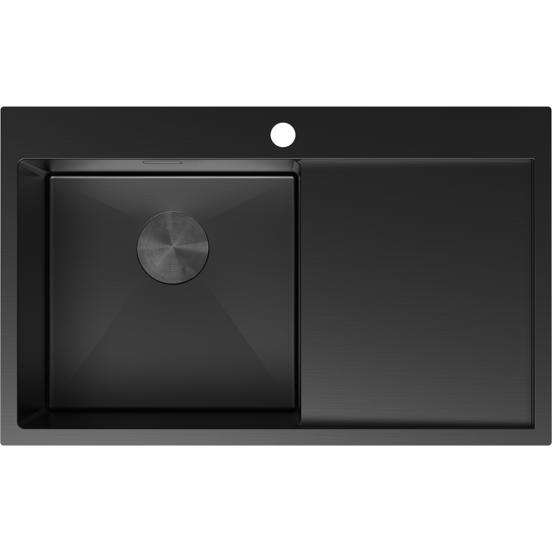 Mexen Exar fekete, acél, 1-medencés mosogató csepegtetővel, balos 780 x 480 mm - 6433781010L-70