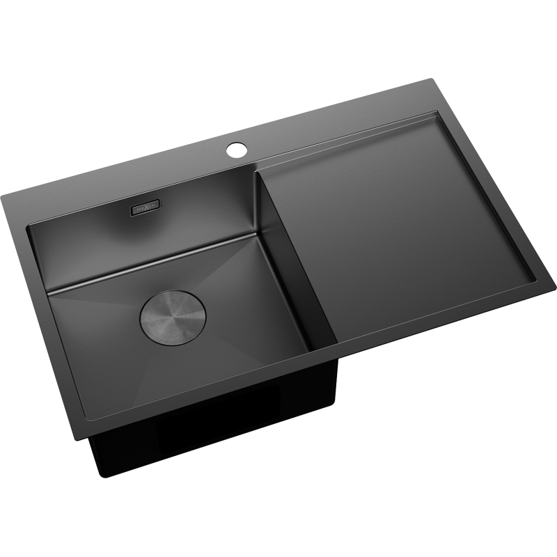 Mexen Exar chiuvetă din oțel inoxidabil cu 1 compartiment și scurgător pe partea stângă 780 x 480 mm, negru - 6433781010L-70