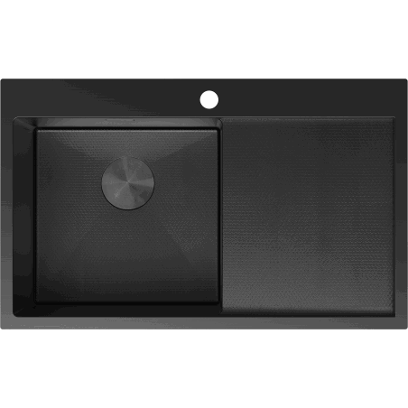 Mexen Exar egytálcás bal oldali rozsdamentes acél mosogató csepegtetővel, 780 x 480 mm, fekete HC - 6433781010L-70HC