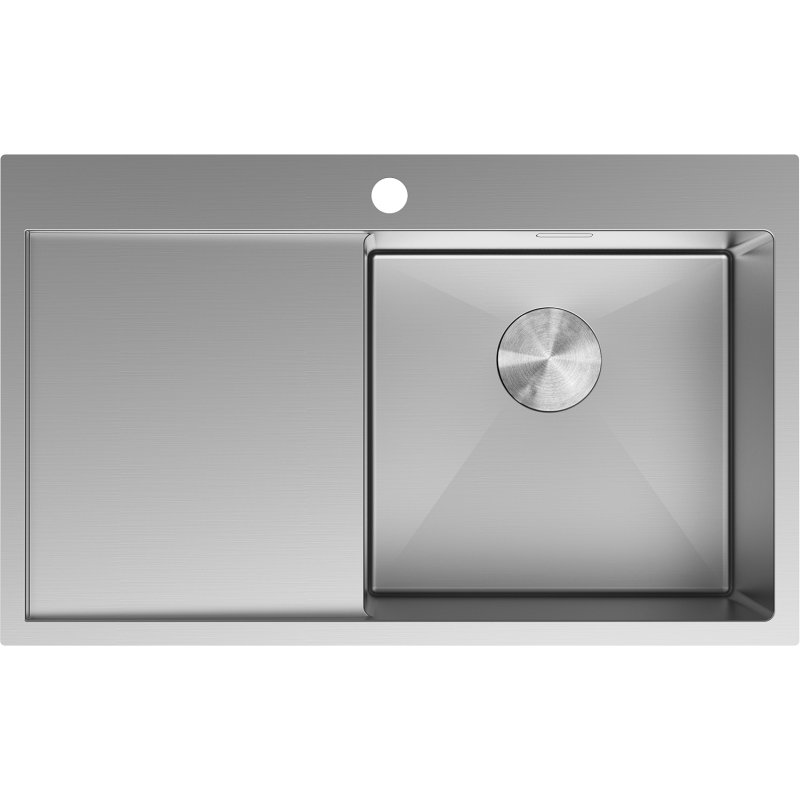 Mexen Exar rozsdamentes acél mosogató 1 medencével, csepegtetővel, jobb oldali, 780 x 480 mm, inox - 6434781010P-01