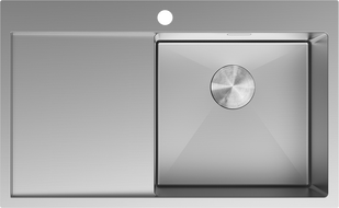 Mexen Exar rozsdamentes acél mosogató 1 medencével, csepegtetővel, jobb oldali, 780 x 480 mm, inox - 6434781010P-01