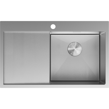 Mexen Exar egykamrás rozsdamentes mosogató, jobbos csepegtetővel 780 x 480 mm, inox HC - 6434781010P-01HC