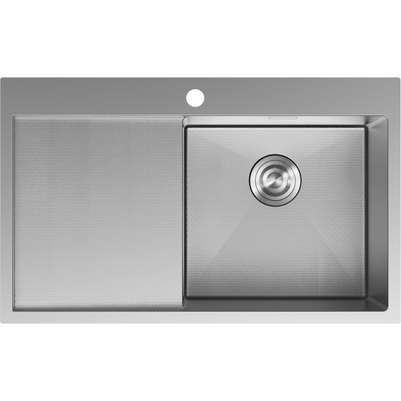 Mexen Exar 1-medencés acél mosogató csepptálcával, jobb oldali 780 x 480 mm, inox HC - 6434781010P-01HC
