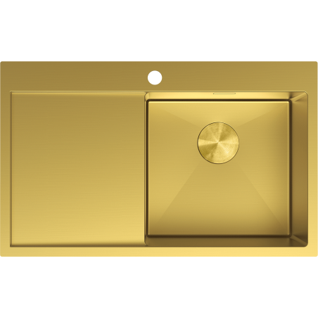 Mexen Exar egy medencés jobb oldali acél mosogató csepegtetővel, 780 x 480 mm, arany - 6434781010P-55
