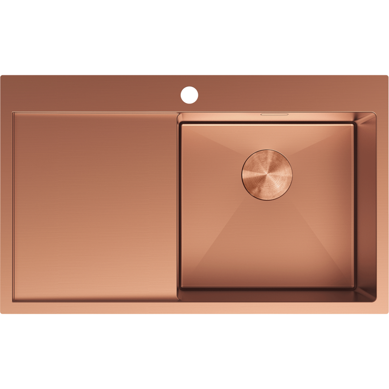 Mexen Exar egykomorás rozsdamentes acél mosogató csepegtetővel, jobb oldali 780 x 480 mm, réz - 6434781010P-65