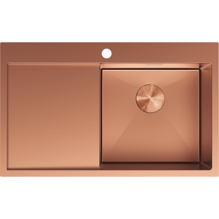 Mexen Exar egykomorás rozsdamentes acél mosogató csepegtetővel, jobb oldali 780 x 480 mm, réz - 6434781010P-65