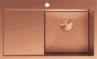 Mexen Exar egykomorás rozsdamentes acél mosogató csepegtetővel, jobb oldali 780 x 480 mm, réz - 6434781010P-65