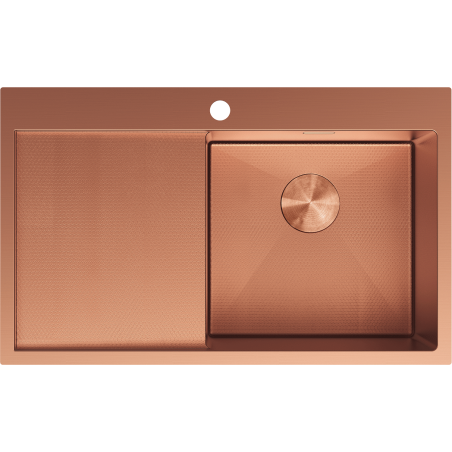 Mexen Exar 1 rekeszes acél mosogató csepegtetővel, jobb oldali 780 x 480 mm, réz HC - 6434781010P-65HC