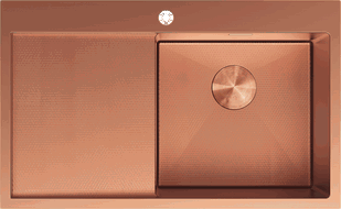 Mexen Exar 1 rekeszes acél mosogató csepegtetővel, jobb oldali 780 x 480 mm, réz HC - 6434781010P-65HC