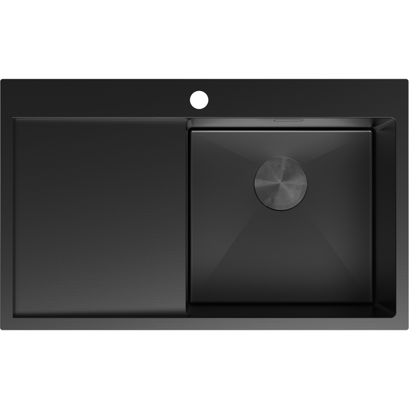 Mexen Exar egy tálcás rozsdamentes acél mosogató csepegtetővel, jobbos 780 x 480 mm, fekete - 6434781010P-70