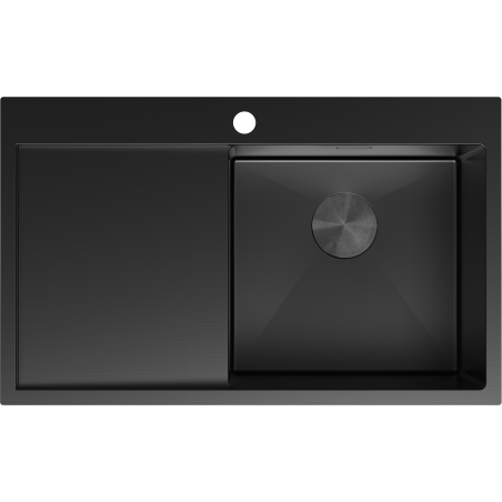 Mexen Exar egy tálcás rozsdamentes acél mosogató csepegtetővel, jobbos 780 x 480 mm, fekete - 6434781010P-70