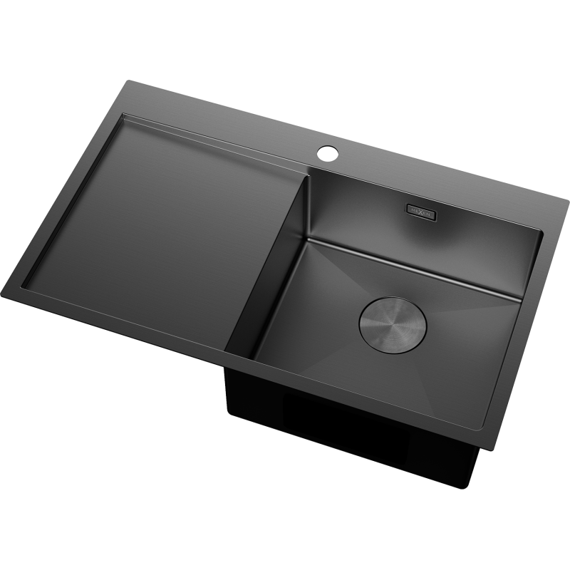 Mexen Exar chiuvetă din oțel inoxidabil cu o cuvă și picurător dreapta 780 x 480 mm, negru - 6434781010P-70