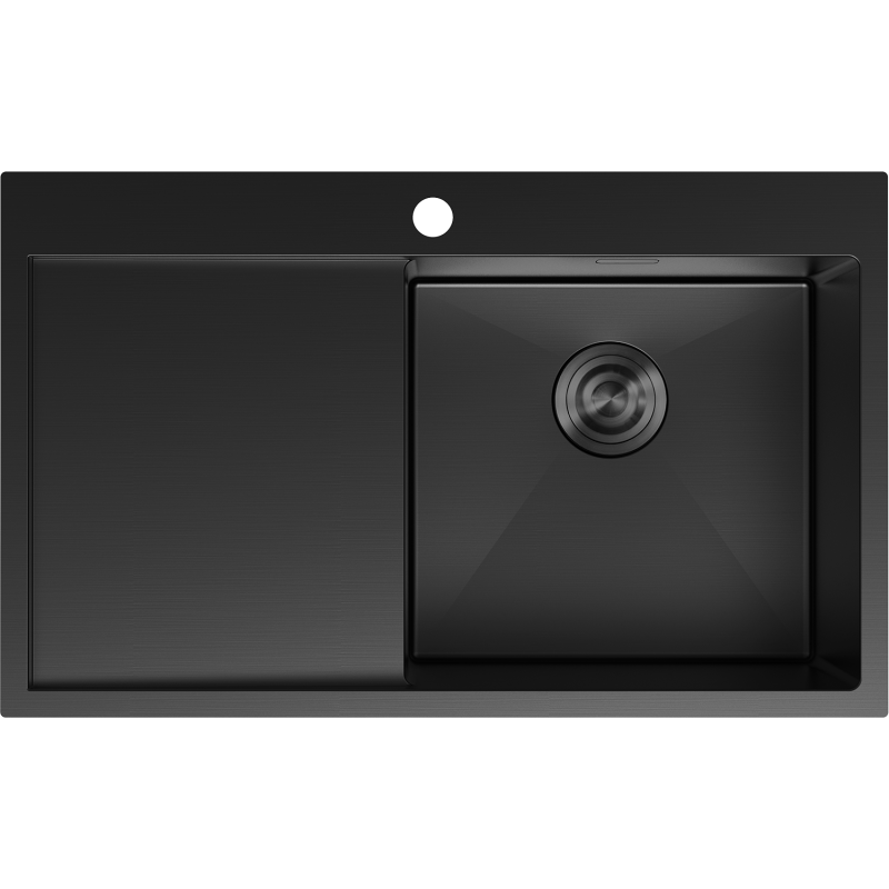 Mexen Exar chiuvetă din oțel inoxidabil cu o cuvă și picurător dreapta 780 x 480 mm, negru - 6434781010P-70