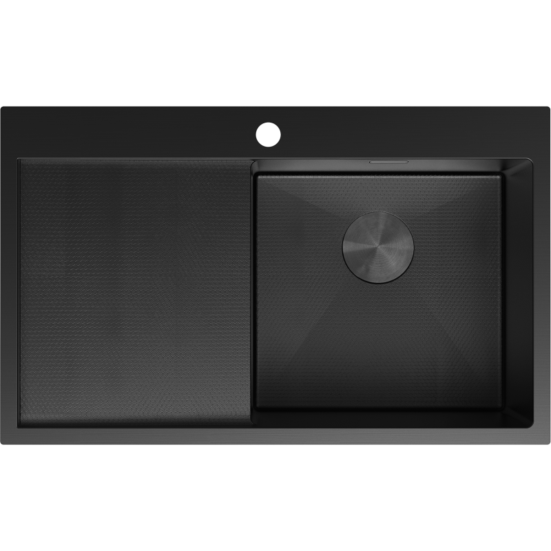 Mexen Exar chiuvetă de oțel cu 1 compartiment și scurgător, dreapta 780 x 480 mm, negru HC - 6434781010P-70HC