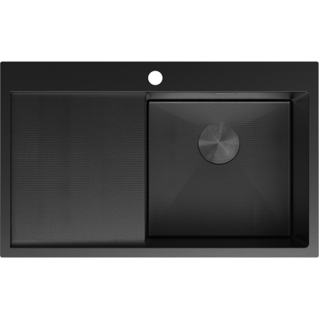 Mexen Exar chiuvetă din oțel inoxidabil cu 1 compartiment și scurgător pe dreapta 780 x 480 mm, negru HC - 6434781010P-70HC