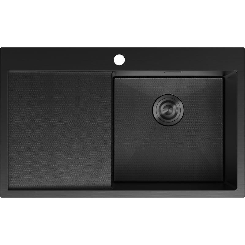 Mexen Exar chiuvetă de oțel cu 1 compartiment și scurgător, dreapta 780 x 480 mm, negru HC - 6434781010P-70HC