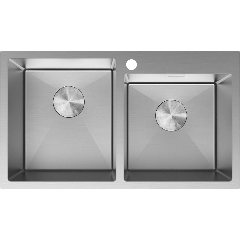 Mexen Xorin acél mosogatótálca, 2 rekeszes, 780 x 450 mm, inox - 6441782000-01