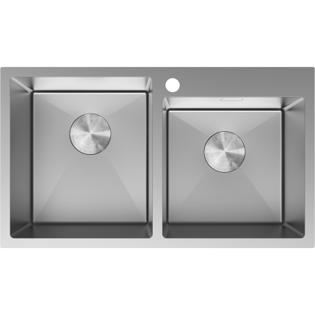 Mexen Xorin acél mosogatótálca, 2 rekeszes, 780 x 450 mm, inox - 6441782000-01