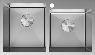 Mexen Xorin acél mosogatótálca, 2 rekeszes, 780 x 450 mm, inox - 6441782000-01