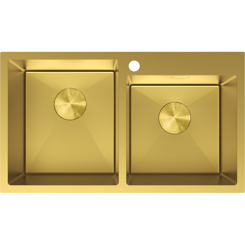 Mexen Xorin rozsdamentes acél mosogató, 2 rekesz, 780 x 450 mm, arany - 6441782000-55