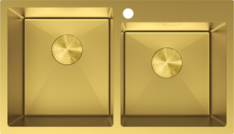 Mexen Xorin rozsdamentes acél mosogató, 2 rekesz, 780 x 450 mm, arany - 6441782000-55