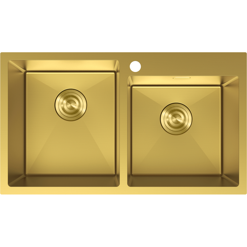 Mexen Xorin chiuvetă din oțel 2 compartimente 780 x 450 mm, auriu - 6441782000-55