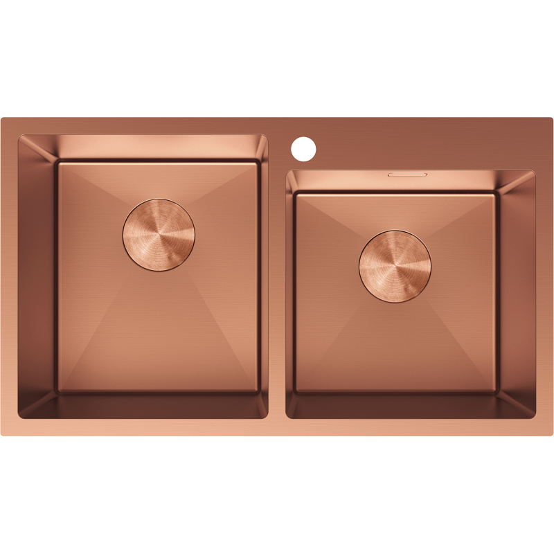 Mexen Xorin rozsdamentes acél mosogató, 2 rekeszes, 780 x 450 mm, réz - 6441782000-65