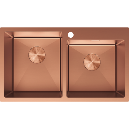 Mexen Xorin chiuvetă de oțel inoxidabil 2 compartimente 780 x 450 mm, cupru - 6441782000-65