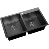 Mexen Xorin kétrészes acél mosogató 780 x 450 mm, fekete - 6441782000-70