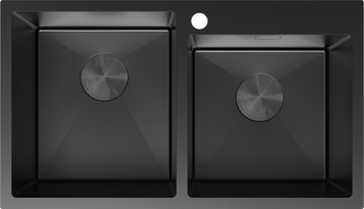 Mexen Xorin kétrészes acél mosogató 780 x 450 mm, fekete - 6441782000-70