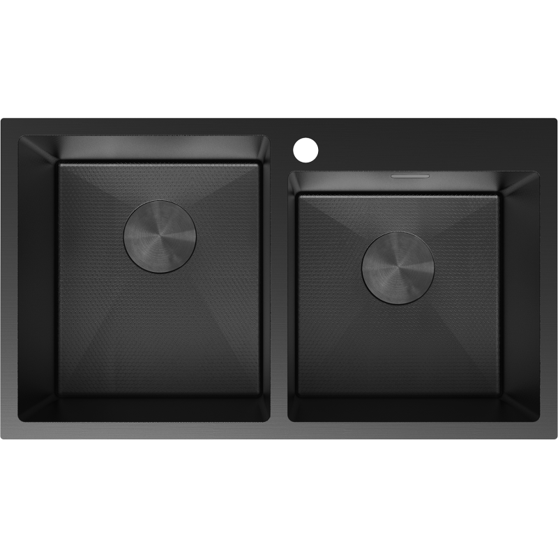 Mexen Xorin 2 kamrás acél mosogató 780 x 450 mm, fekete HC - 6441782000-70HC