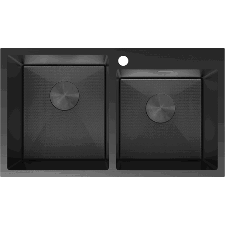 Mexen Xorin 2 kamrás acél mosogató 780 x 450 mm, fekete HC - 6441782000-70HC