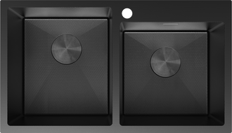 Mexen Xorin kétrészes rozsdamentes acél mosogató 780 x 450 mm, fekete HC - 6441782000-70HC