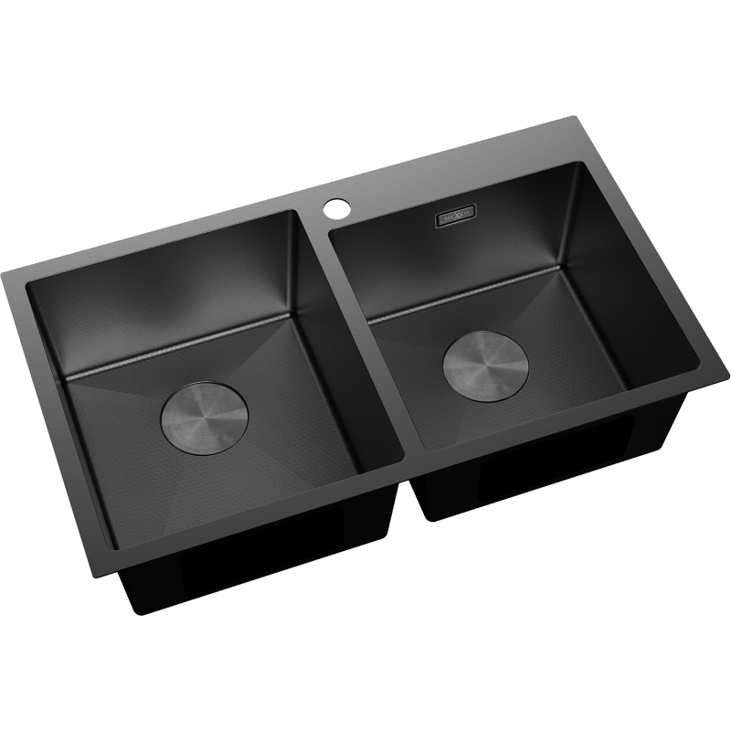 Mexen Xorin chiuvetă din oțel 2 compartimente 780 x 450 mm, negru HC - 6441782000-70HC