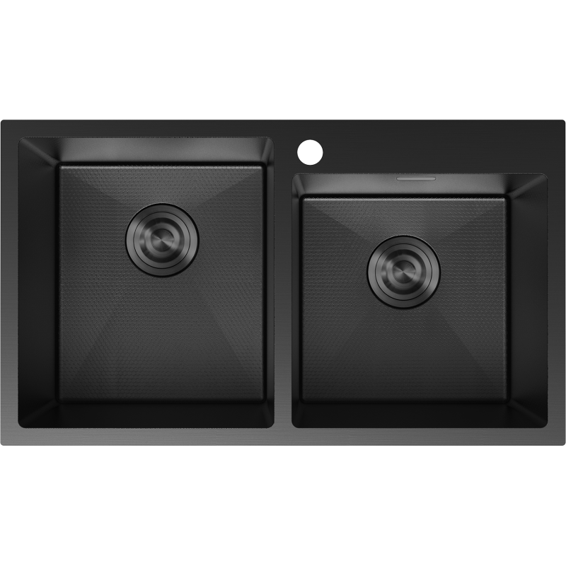 Mexen Xorin chiuvetă din oțel 2 compartimente 780 x 450 mm, negru HC - 6441782000-70HC