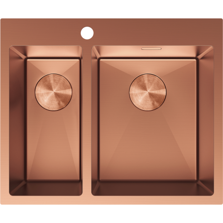 Mexen Flexo rozsdamentes acél mosogató 1,5 rekeszes 610 x 510 mm, réz - 6446611500-65