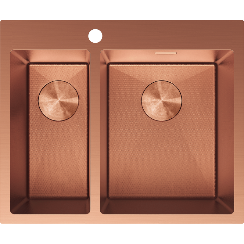 Mexen Flexo chiuvetă din oțel inoxidabil 1,5 compartimente 610 x 510 mm, cupru HC - 6446611500-65HC