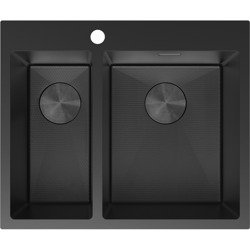 Mexen Flexo chiuvetă de oțel 1,5 cuve 610 x 510 mm, negru HC - 6446611500-70HC
