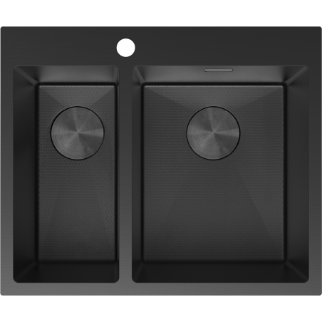 Mexen Flexo chiuvetă de oțel 1,5 cuve 610 x 510 mm, negru HC - 6446611500-70HC