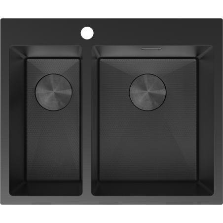 Mexen Flexo rozsdamentes acél mosogató 1,5 rekeszes 610 x 510 mm, fekete HC - 6446611500-70HC