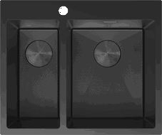 Mexen Flexo chiuvetă de oțel 1,5 cuve 610 x 510 mm, negru HC - 6446611500-70HC