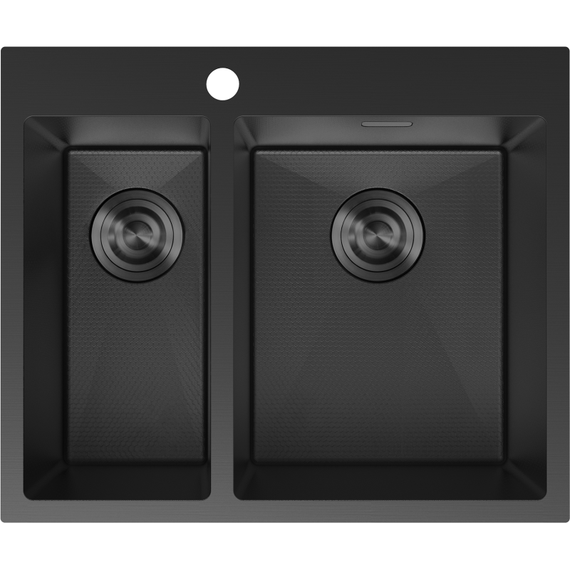 Mexen Flexo chiuvetă de oțel 1,5 cuve 610 x 510 mm, negru HC - 6446611500-70HC