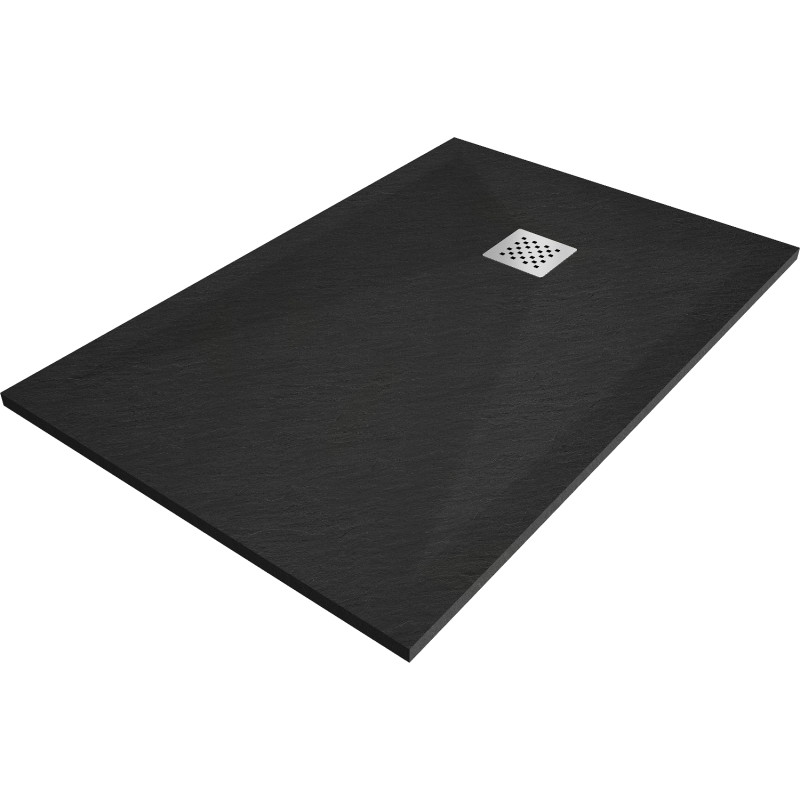 Mexen Stone+ 100 x 90 cm-es fekete kompozit téglalap alakú zuhanytálca - 44709010