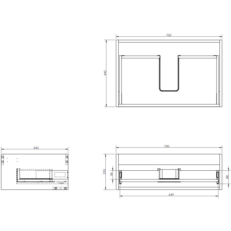 Mexen Orio dulap de baie sub chiuvetă 70 cm, 1 sertar, grafit mat - 91A10-07023-1-BF66