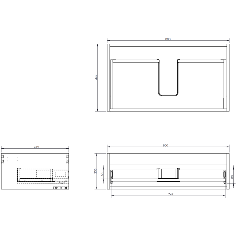 Mexen Orio dulap baie sub chiuvetă 80 cm, 1 sertar, gri mat - 91A10-08023-1-BF62
